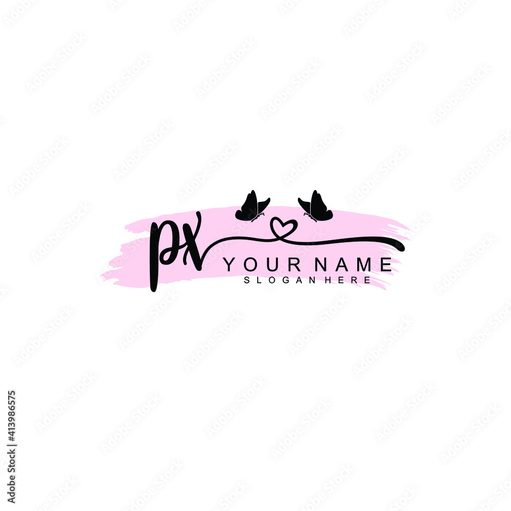 PX Initial handwriting logo template vector PX Initial handwriting logo template vector