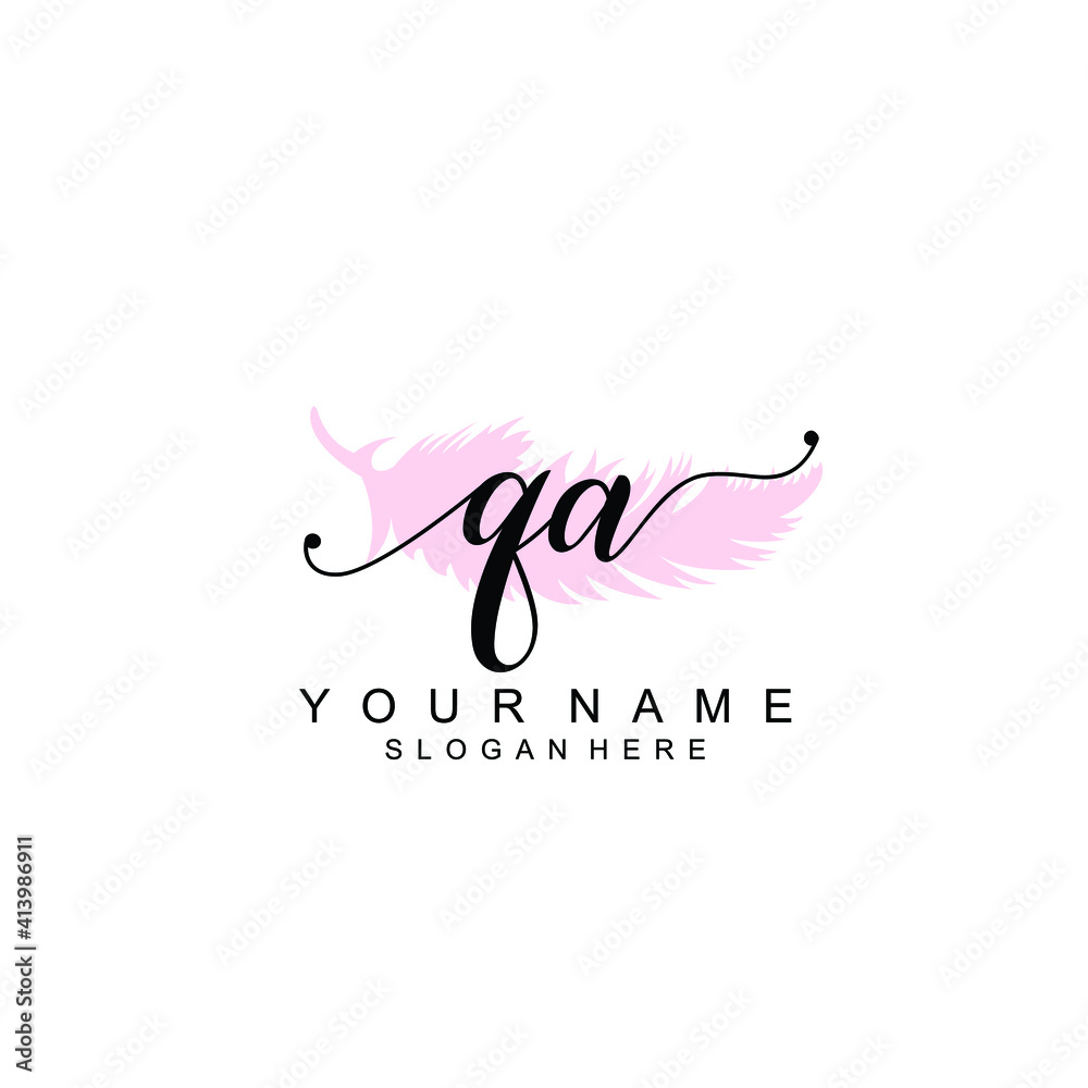 QA Initial handwriting logo template vector QA Initial handwriting logo template vector
