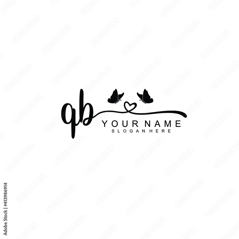 QB Initial handwriting logo template vector QB Initial handwriting logo template vector