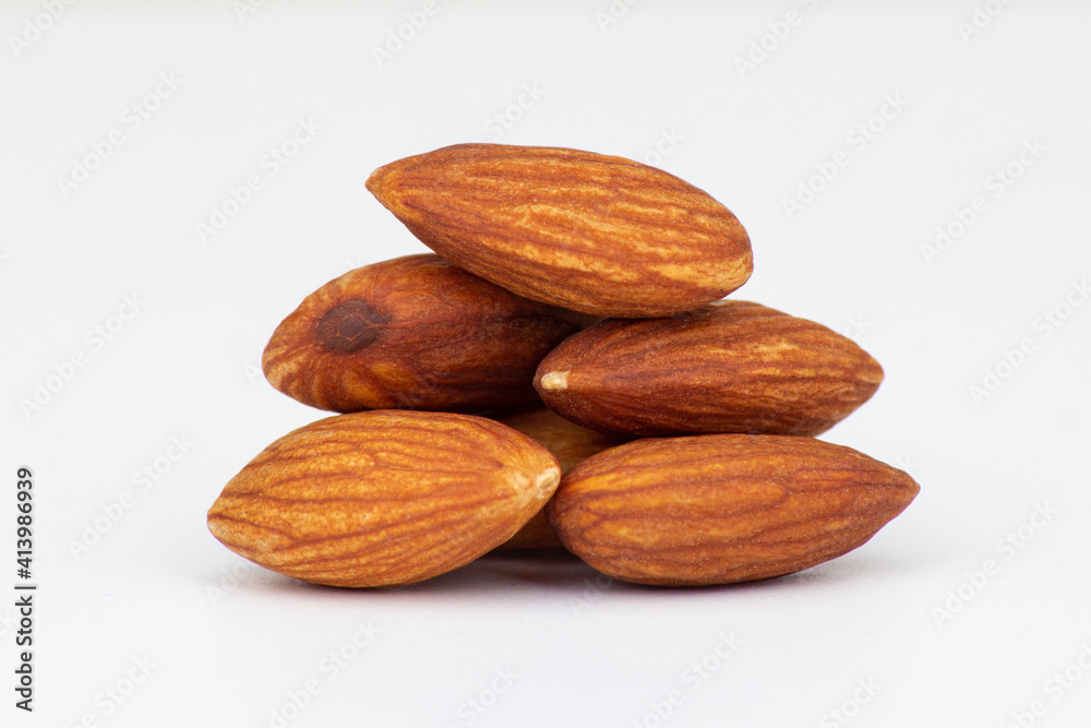 Almonds isolated on white background