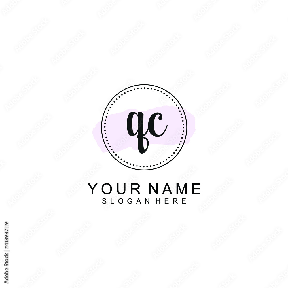 QC Initial handwriting logo template vector QC Initial handwriting logo template vector
