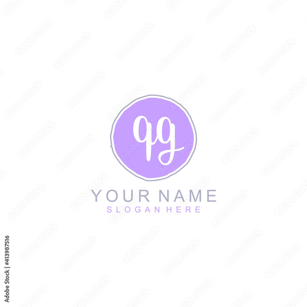 QG Initial handwriting logo template vector