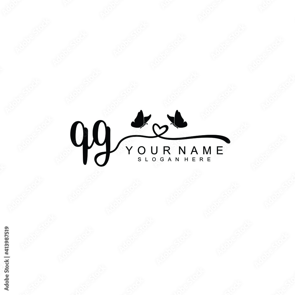 QG Initial handwriting logo template vector QG Initial handwriting logo template vector