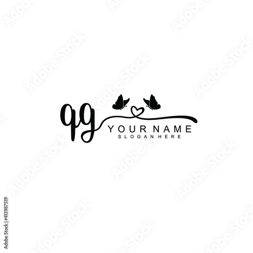 QG Initial handwriting logo template vector