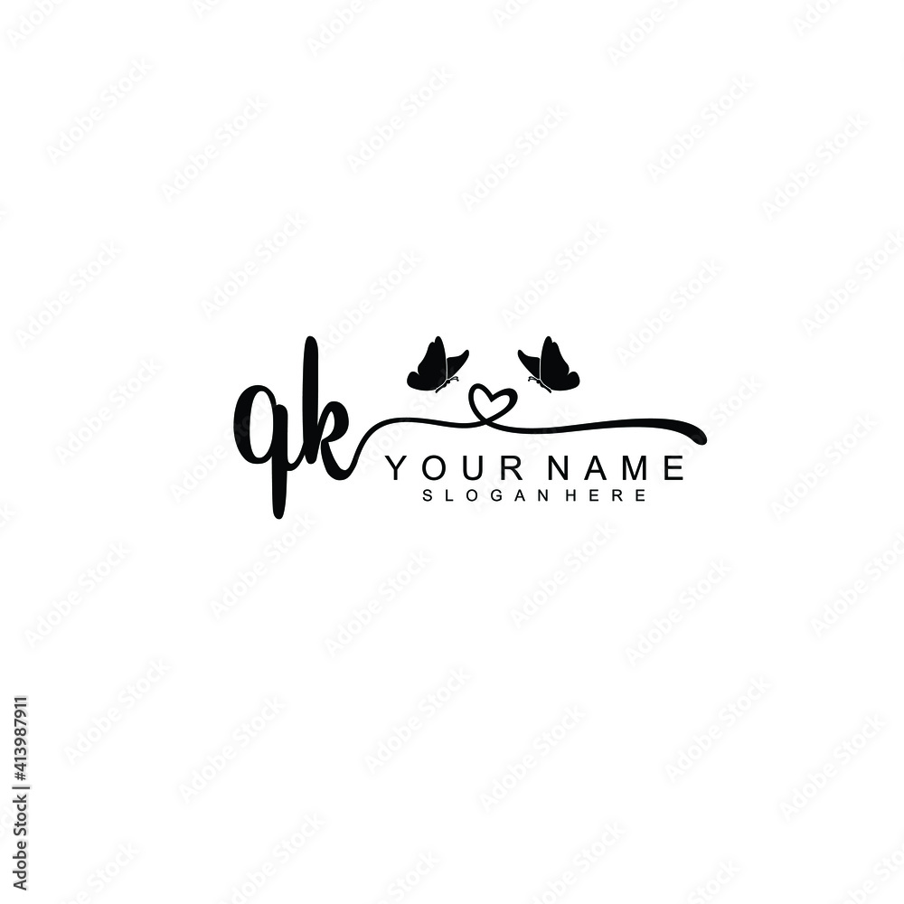 QK Initial handwriting logo template vector QK Initial handwriting logo template vector