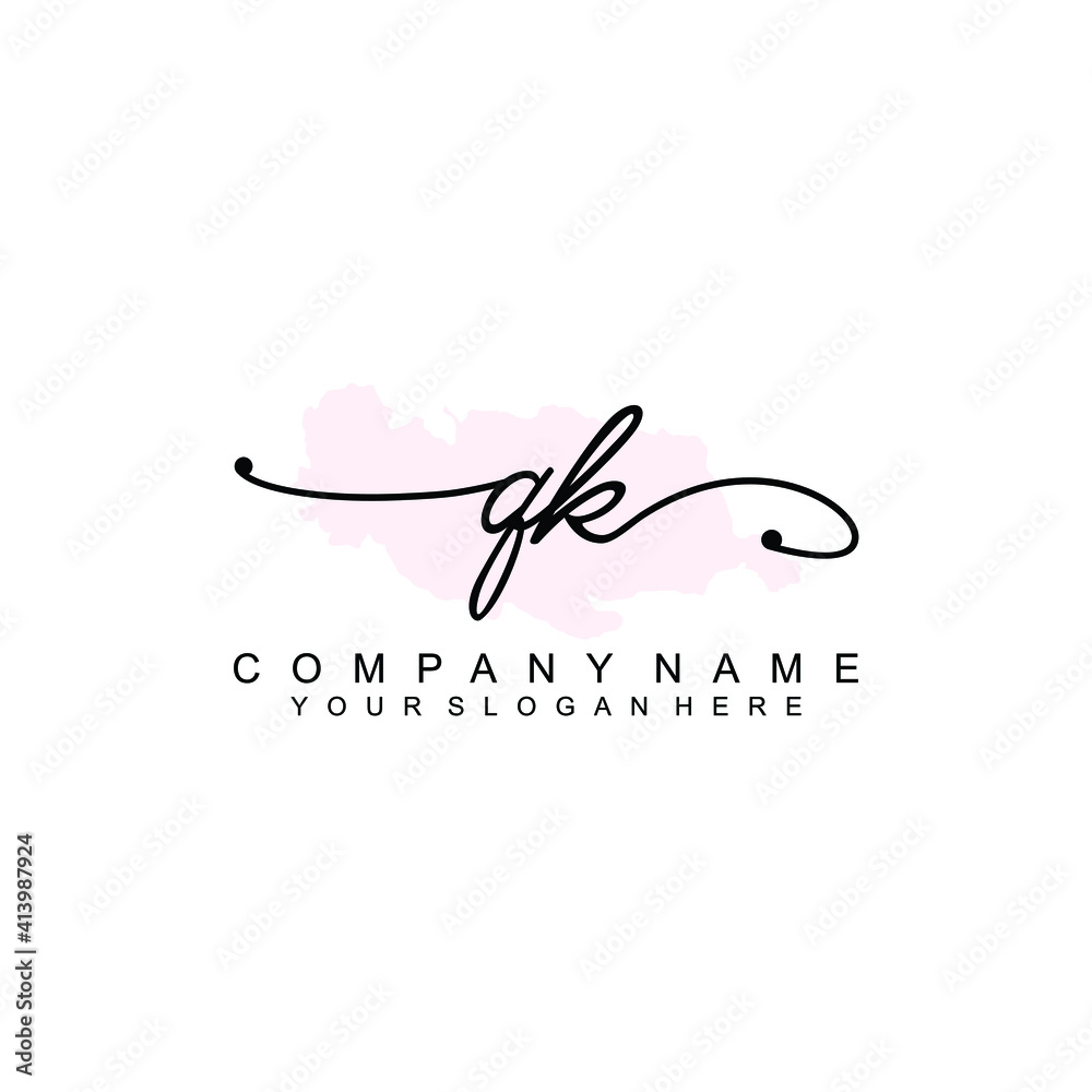 QK Initial handwriting logo template vector QK Initial handwriting logo template vector