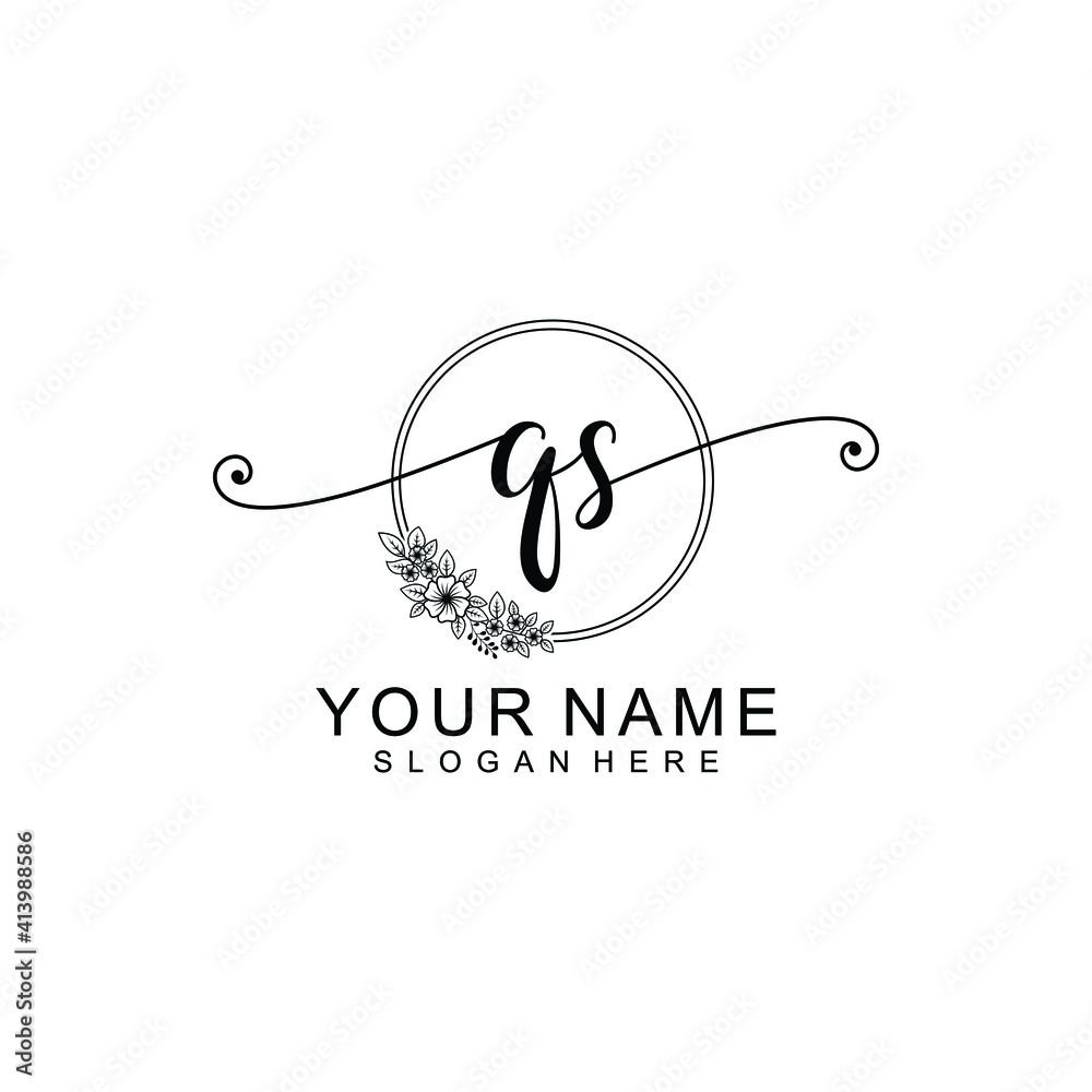 QS Initial handwriting logo template vector QS Initial handwriting logo template vector