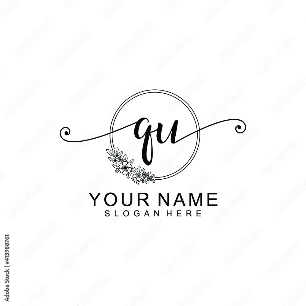 QU Initial handwriting logo template vector QU Initial handwriting logo template vector
