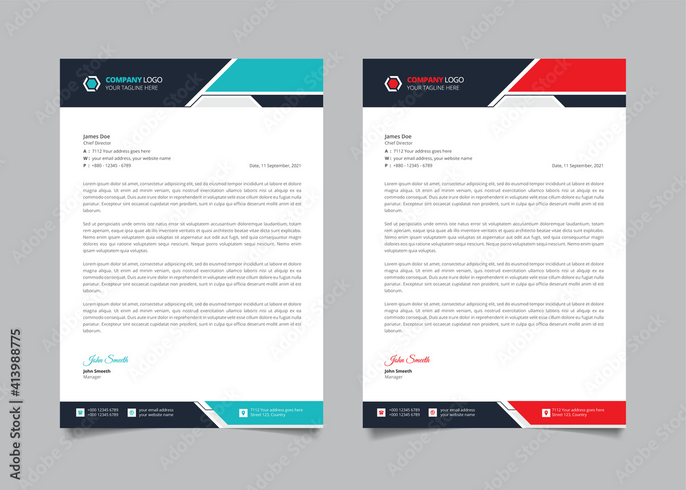 Creative corporate modern letterhead design template
