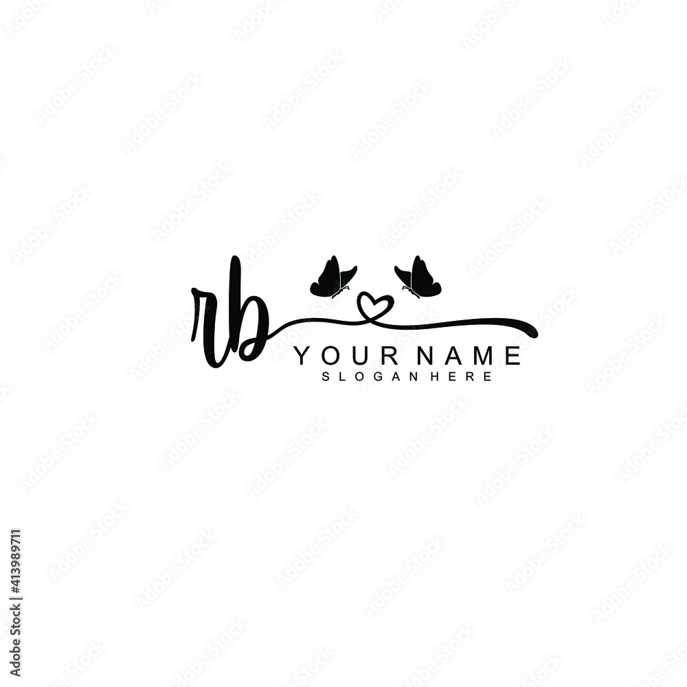 RB Initial handwriting logo template vector RB Initial handwriting logo template vector