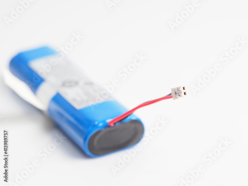 blue replaceable battery pack for the robot vacuum cleaner. Belarus ,Minsk, 2021