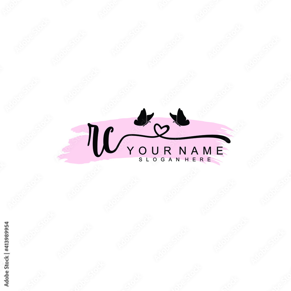 RC Initial handwriting logo template vector RC Initial handwriting logo template vector