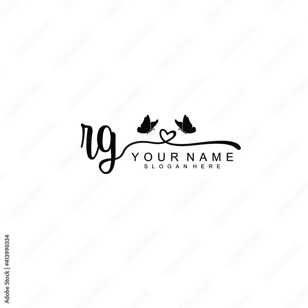 RG Initial handwriting logo template vector RG Initial handwriting logo template vector