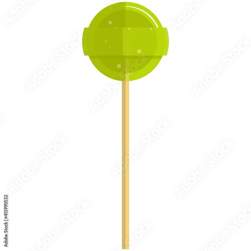 Vector sweet round lollipop candy on stick on white