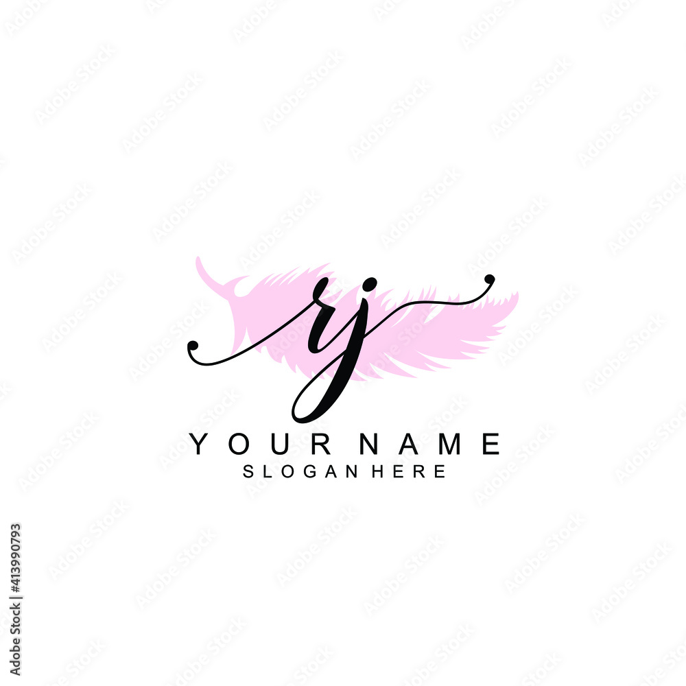 RJ Initial handwriting logo template vector RJ Initial handwriting logo template vector