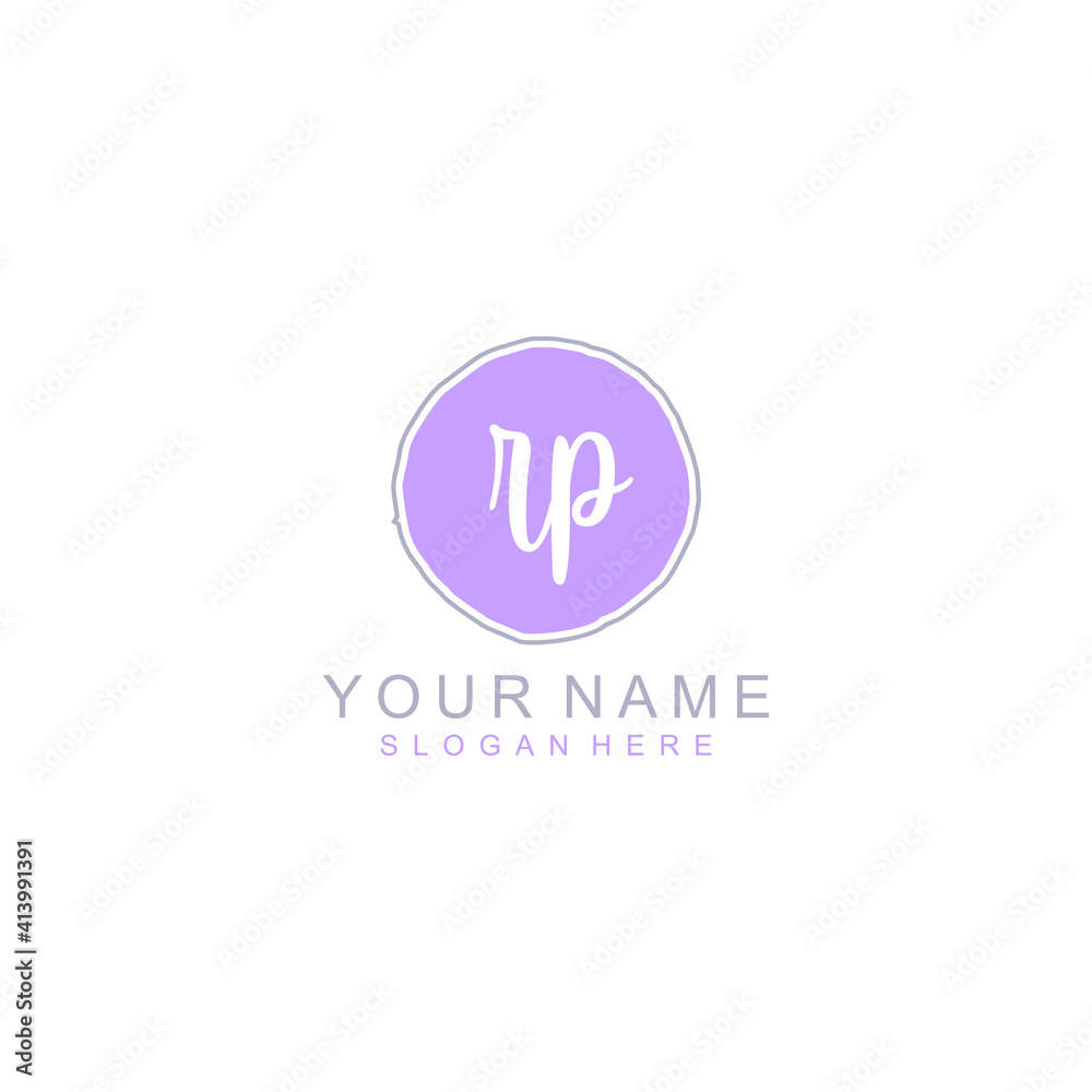RP Initial handwriting logo template vector