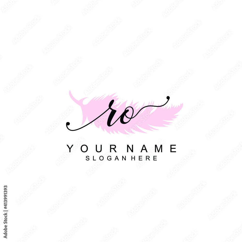 RO Initial handwriting logo template vector RO Initial handwriting logo template vector