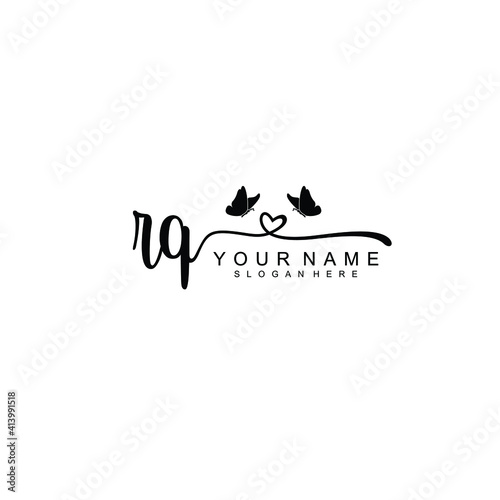 RQ Initial handwriting logo template vector