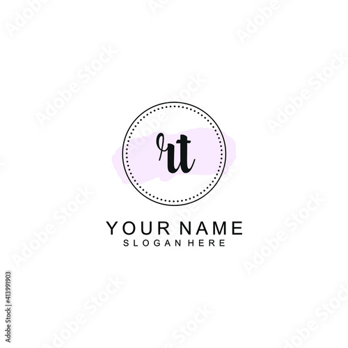 RT Initial handwriting logo template vector