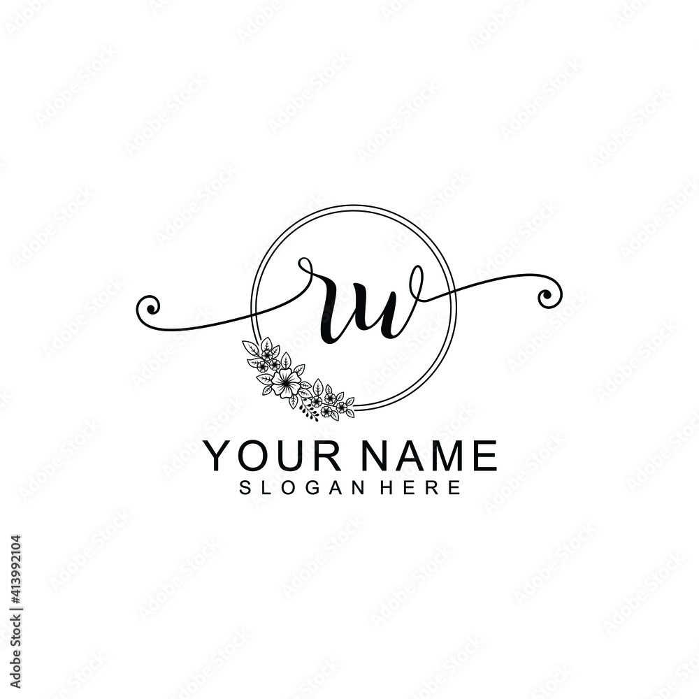 RW Initial handwriting logo template vector RW Initial handwriting logo template vector