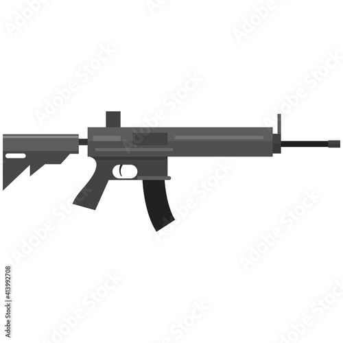 Vector tactical assault rifle isolated on white background