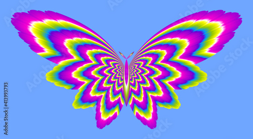 Colorful rainbow butterfly. Motion illusion. 