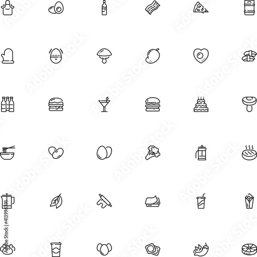 icon vector icon set such as: sowbelly, dessert, cutlets, sale, mango, material, oriental, time, standing, tin, rigate, cream, permit, unhealthy, hour, omelet, roller, grid, scrambled, lamb