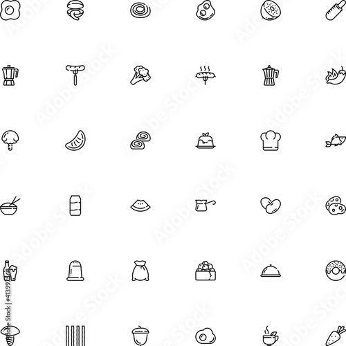 icon vector icon set such as: glazed, seasoning, draught, open, oriental, sauce, bbq, fastfood, nut, confectionery, paprika, mould, growth, jelly, acorn, summer, rye, citrus, mussel, mustard, french