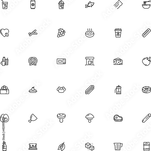 icon vector icon set such as: maki, vegetable, swim, egg, keg, ravioli, contour, linear, caviar, china, cutlet, spice, dim, tagliatelle, interface, tropical, pappardelle, kitchenware, go, pipe