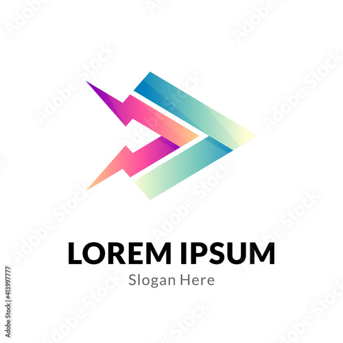 Thunder media play gradient logo concept ready for use Free Download Thunder media play gradient logo concept ready for use - GFXLoad