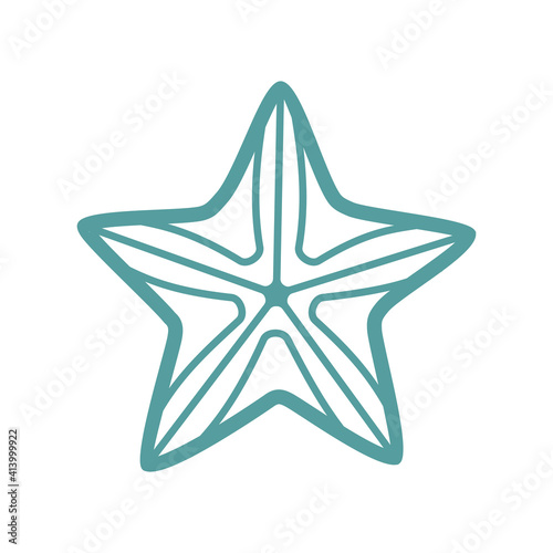 Sea starfish vector single icon, separate isolated illustration. Ocean and sea wild life. Underwater mollusk animal