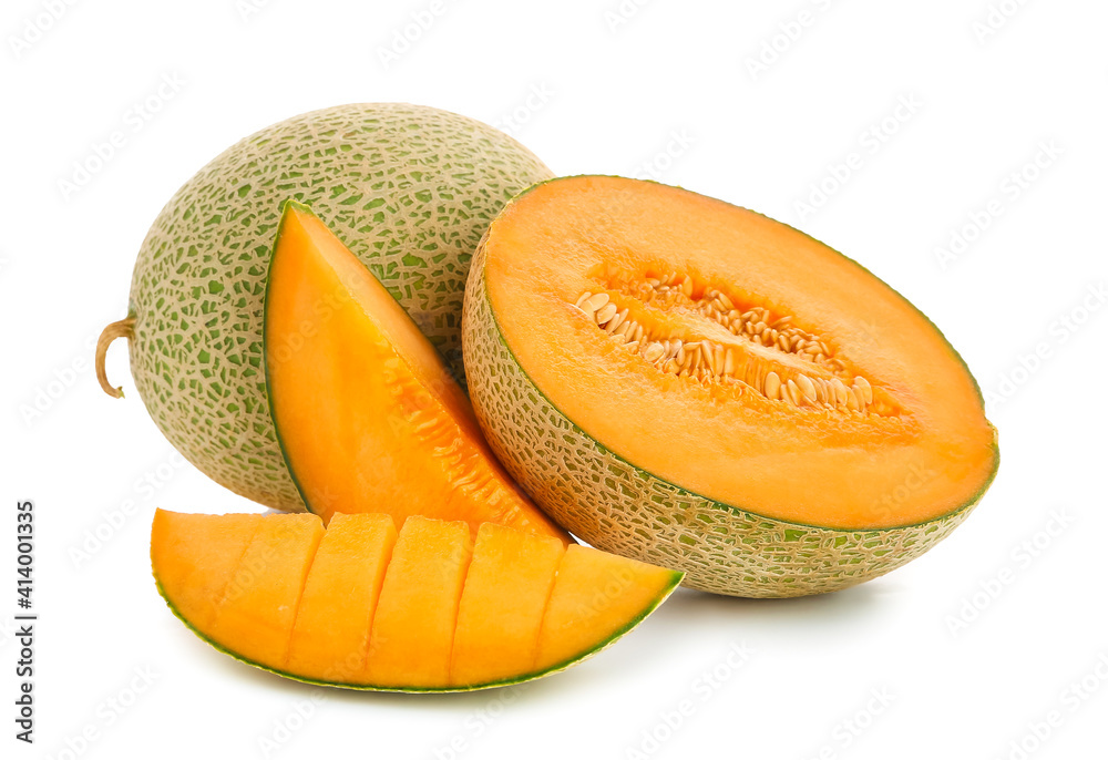 Sweet ripe melons on white background Sweet ripe melons on white background