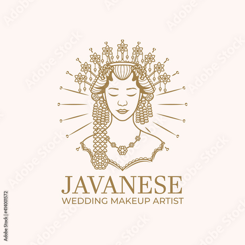 line art javanese wedding makeup artist logo photo