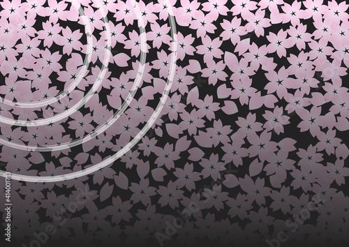 暗い背景と桜と水と