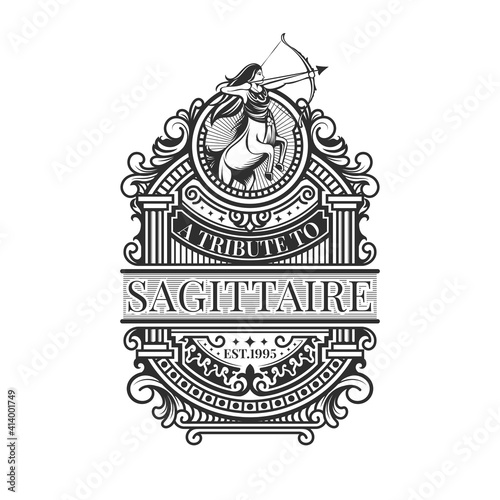 vintage sagittarius vector line art