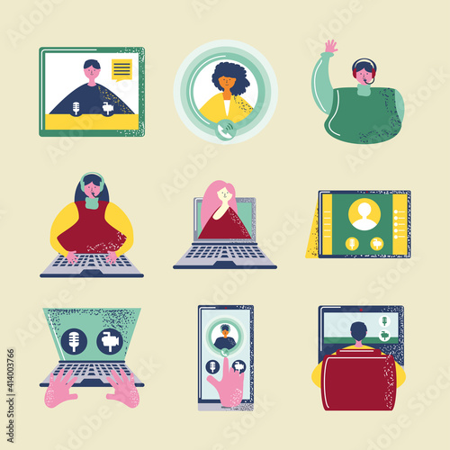 video conference icons, work form home, social distancing, content creator