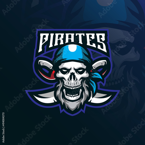 pirates mascot logo design vector with modern illustration concept style for badge, emblem and t shirt printing. skull pirates illustration for sport team.