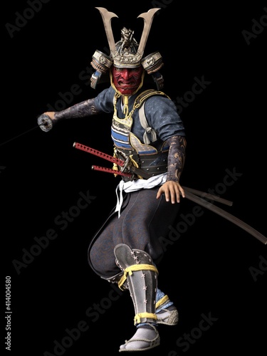 Software rendering Japanese armor samurai