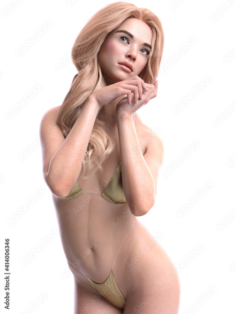 Obraz premium Software rendering bikini blonde dancer
