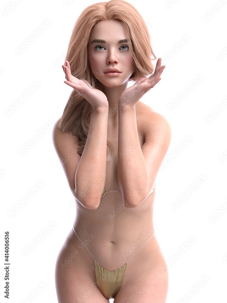 Obraz premium Software rendering bikini blonde dancer