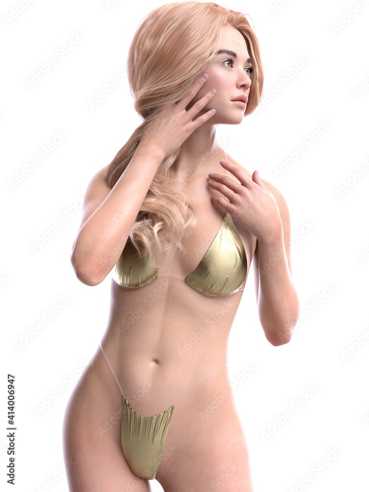 Obraz premium Software rendering bikini blonde dancer