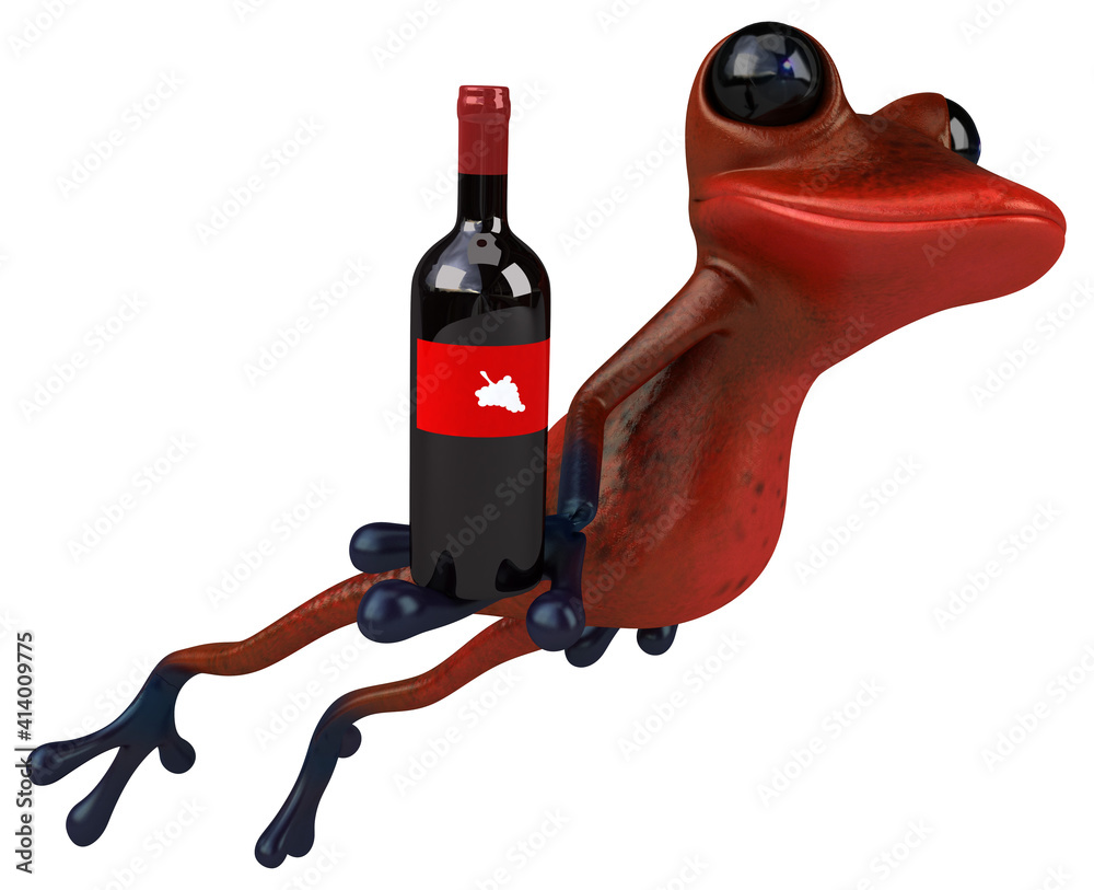 Naklejka premium Fun red frog - 3D Illustration
