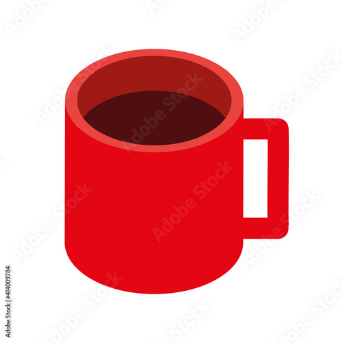 red coffee cup beverage icon isometric style