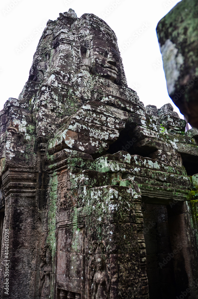 Fototapeta premium The view of Bayon temple in Siem Reap in Cambodia. Angkor complex.