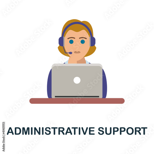 Administrative Support flat icon. Color simple element from freelance collection. Creative Administrative Support icon for web design, templates, infographics and more