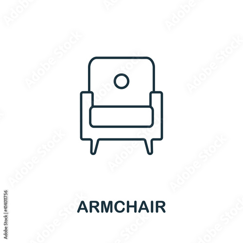 Armchair icon. Simple illustration from furniture collection. Creative Armchair icon for web design, templates, infographics