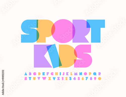 Free Download Vector creative logo Sport Kids. Abstract style Font. Watercolor Alphabet Letters and Numbers set - GFXLoad