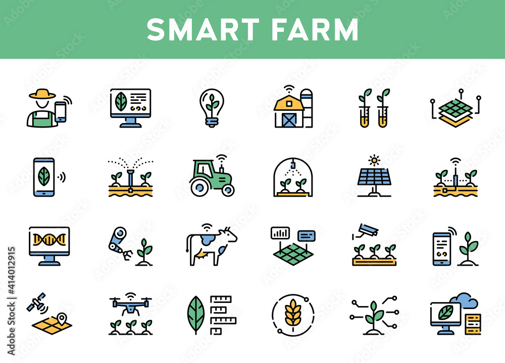 Vector Smart Farm Agriculture Icon Set Vector Smart Farm Agriculture Icon Set
