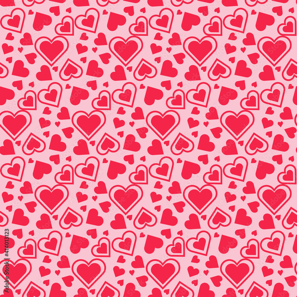 Cute seamless pattern for textile design with red heart for valentines day, fabric print web, wrapping paper, wallpaper
