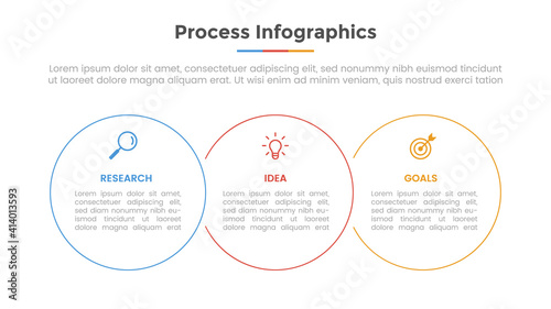process infographic with 3 list point and circle shape and modern flat style template slide for presentation